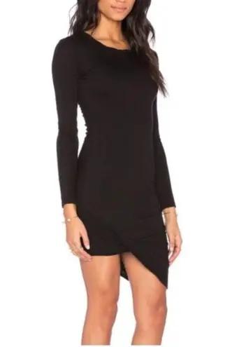 Pam & Gela ASYMMETRIC BLACK RUCHE KNIT DRESS