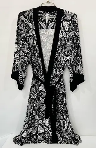 Soma Cool Nights Short Robe Kimono Size XXL Amazonia Tile Black White Soft Comfy