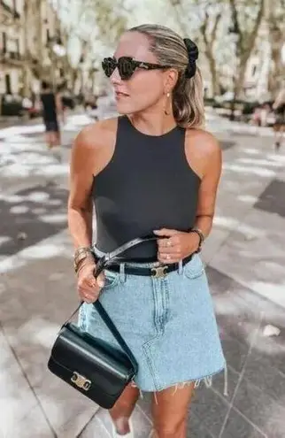 SKIMS Fits Everybody High Neck Bodysuit in Onyx Black Size XX-Small