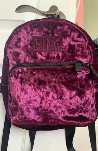 Pink velvet backpack victoria's secret hotsell