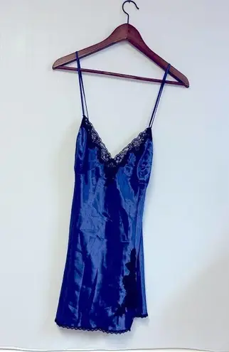 Frederick's of Hollywood Vintage Frederick’s of Hollywood Lace Trim Chemisier – Sapphire & Black, XL