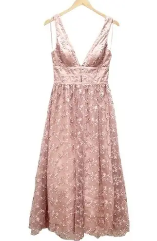 NEW Avery G Dress Dusty Pink Floral Embroidered Tulle Ball Gown Women’s Size 4