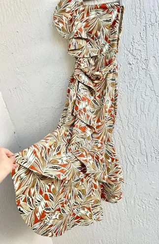 Alexis Strapless Ruffle Printed Faina Midi Dress Multicolor Women's medium