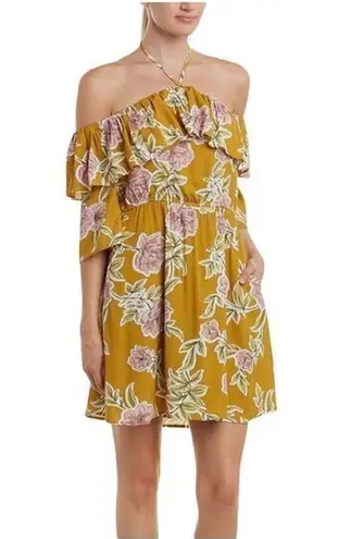 Spring Summer Cupcakes and Cashmere Fonda Ruffle Detail Floral Print Dress, Yell Yellow Size XS