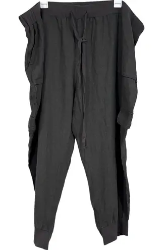 Caslon Linen Blend Cropped Gray Stretch Waist Joggers Size 3X NWT
