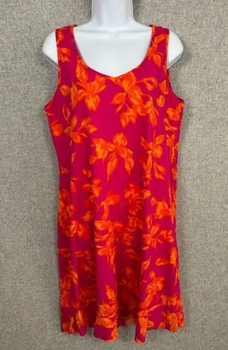 Lands'End  Swim Coverup Dress Medium/Large Sleeveless Floral Ruffle Stretch