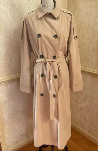 Fashion Union Long Trench Coat with Belt Cotton blend Beige Classic Sz 10