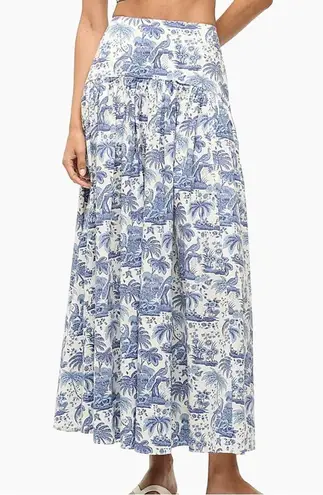 STAUD Procida Cotton Toile Maxi Skirt Blue Size 4