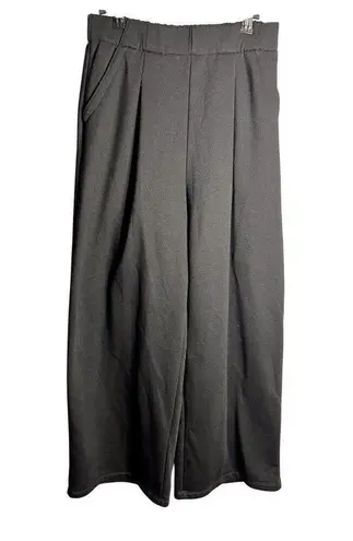 Halara Black High Waisted Side Pocket Wide Leg Fleece Casual Pants Sweatpants