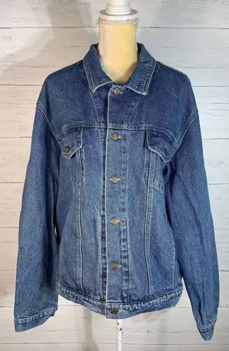 Vintage Embroidered "Christy" Denim Jean Jacket Hippie Womens 2X Trucker Blue Size XXL