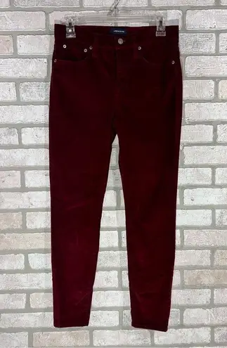 J.Crew  9” High Rise Toothpick Velvet Jeans in Crimson Maple Size 28