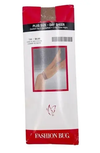 Fashion Bug Vintage 90s Plus Size Day Sheer Knee Highs Socks 100% Nylon 2 Pairs