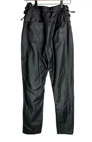 Missguided Black Moto Faux Leather Lace Up Hip Biker Straight Leg Pants Sz 6