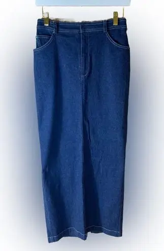 Ellen Tracy Vintage 90s Style Denim Maxi Skirt with Slit - 90s Chic Collection