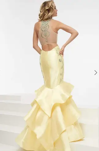 Jasz Couture Yellow Pink Two Piece Prom Dress