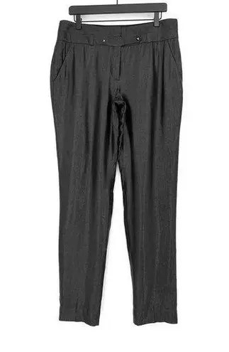 LEIFSDOTTIR Shiny Straight Slim Leg Trouser Pant Metallic Grey 10