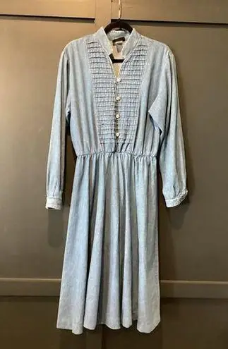 Vintage Roughrider by Circle T Blue Denim Western rodeo midi knee dress L Size L