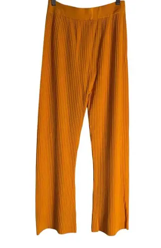 Nanushka Orange Ribbed Knit Wide Leg High Rise Pull