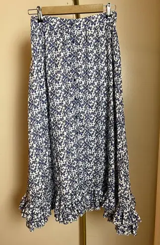 We are Sundays Cotton Midi Skirt with Purple Butterflies Ruffle Sz. 0 White