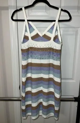 Ultra Flirt Striped Crochet Mini Dress