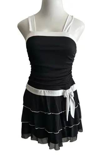 Amy Byer Y2K Black Tiered Skirt Dress with White Accents 16
