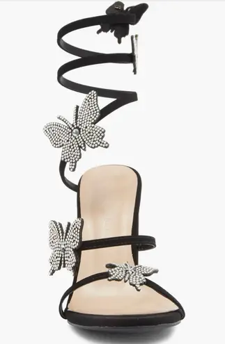 Wild Diva Lounge Black morry rhinestone butterfly sandals NEW