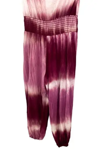 Sav LaBrant Boutique Purple Magenta Tie Dye Strapless Jumpsuit Size Medium
