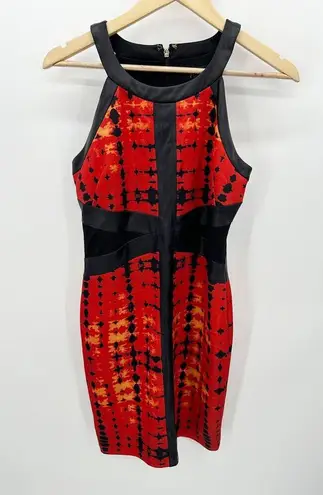 Thalia Sodi Womens Sheath Dress Size S Red Black Racerback Office Career Stretch