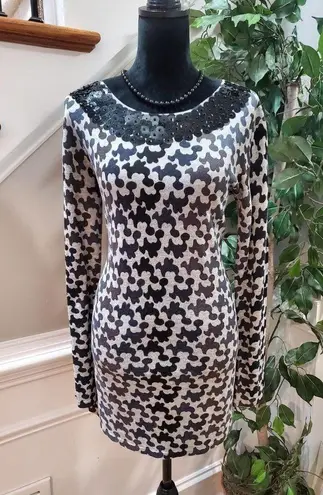 Adrienne Vittadini  Gray Wool Sequin Round Neck Long Sleeve Pullover Sweater L