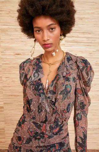 Ulla Johnson Black coral Cecily silk mini dress 8 NWT