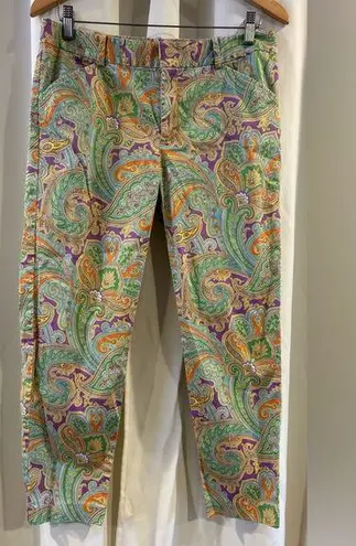 Ralph Lauren  Golf‎ Paisley Print Pants Womens Colorful artsy Cropped Sz 8