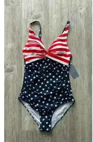Smismivo | Women’s American Flag USA Patriotic One Piece Swimsuit | NWT | Small Red
