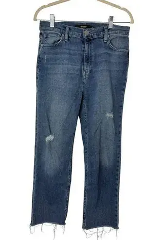 Hudson Remi Jeans Women 28 Blue Distressed Raw Hem High Rise Straight Crop