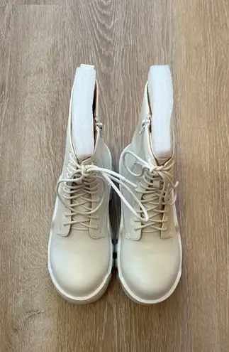 Azalea Wang White Platform Combat Boots