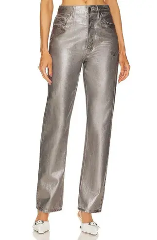 Veronica Beard Sz 23 Daniela Metallic Straight Leg Jean in Light Gunmetal Grunge
