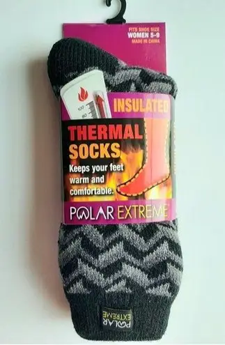 Polar Extreme Insulated Thermal Socks Cozy Warm Thick Fleece Black Grey Metallic Gray