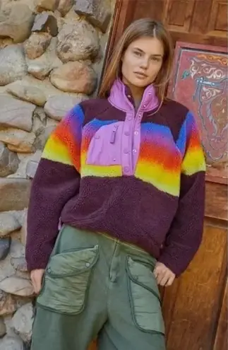 Free People  Hit The Slopes Fleece Espresso Combo Jacket Size XS - Image 1