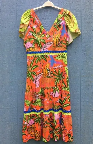 Alden Adair Women Size Medium Jungle Cruise Print Diana Dress Green