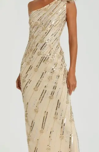 Mac Duggal Cream One Shoulder Embellished Gown