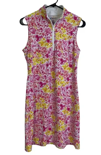 Ibkul Dress Womens Small Pullover Pink Multi 1/4 Zip Sleeveless Tennis Outdoors