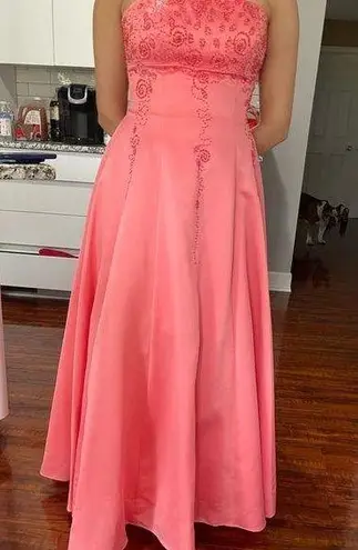 Cache Women’s Vintage pink rhinestones strapless  prom dress size 9/10