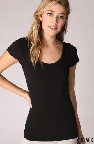 NIKIBIKI New Black Cap Sleeve Scoop Neck Soft and Stretchy Top