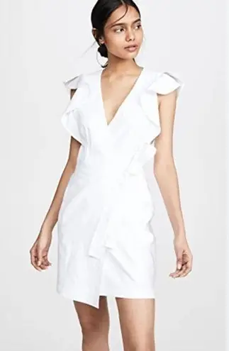 ALC Frank A.L.C. SIDELLE LINEN BLEND WRAP GESSO WHITE DRESS sz 2