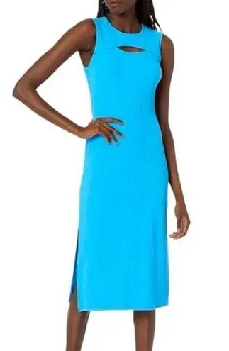 BCBGeneration  Blue Cut Out Ribbed Beach Vacation Cruise Midi Dress NWT Size L