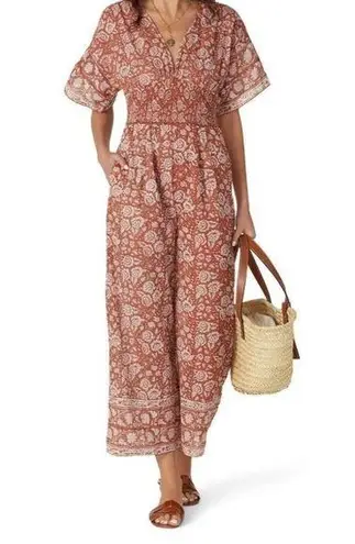 Cleobella Rent the runway sz small printed jess orange floral jumpsuit printed