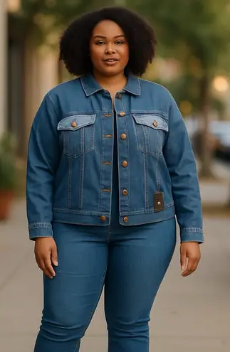 Diane Gilman DG2 by Women's Stretch Denim Embroidered Jacket Indigo 2xl