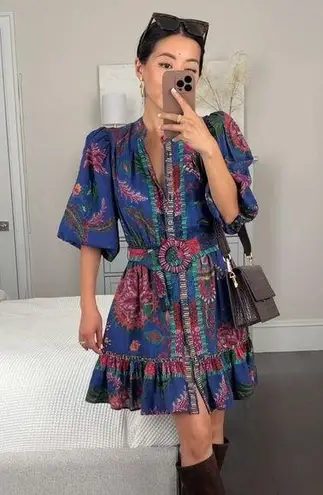 Farm Rio Sunset Tapestry Cotton Blend Mini Dress XXS