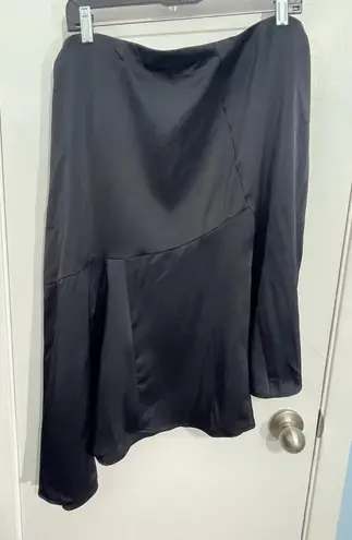 Y2K Scoop Skirt XL Black Satin Asymmetric Whimsygoth Cyber Skater Office Siren