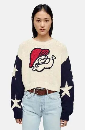 RE/DONE $450 NWT x POPEYE 50s IVORY CLASSIC CREWNECK SWEATER SZ SMALL