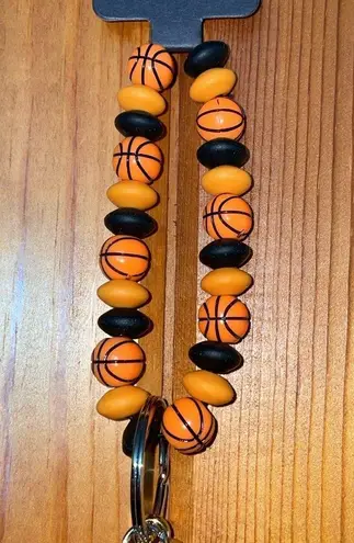 Baseball Bead Bracelet Wrist Keychain Leather Tassel Key Ring Bag Accessories